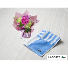 【父の日】生花 そのまま飾れる父の日ブーケ（パープル系）＆＜LACOSTE＞タオルハンカチ