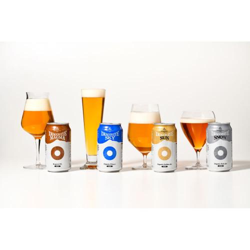 【父の日】オーガニックビール ドラゴンアイ4種飲み比べ 8缶入（350ml×8／スカイ・マグマ・サン・スノー各種2缶）