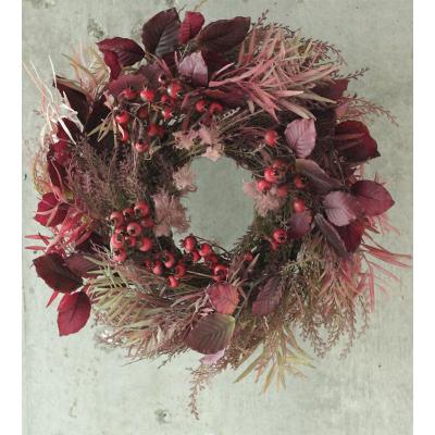 83.クリスマスリース ポインセチア＆オーナメントボール きめ細か 