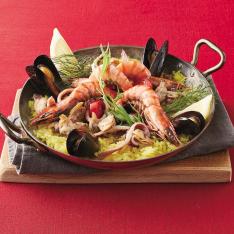 フライパンでできる海の幸のパエリア