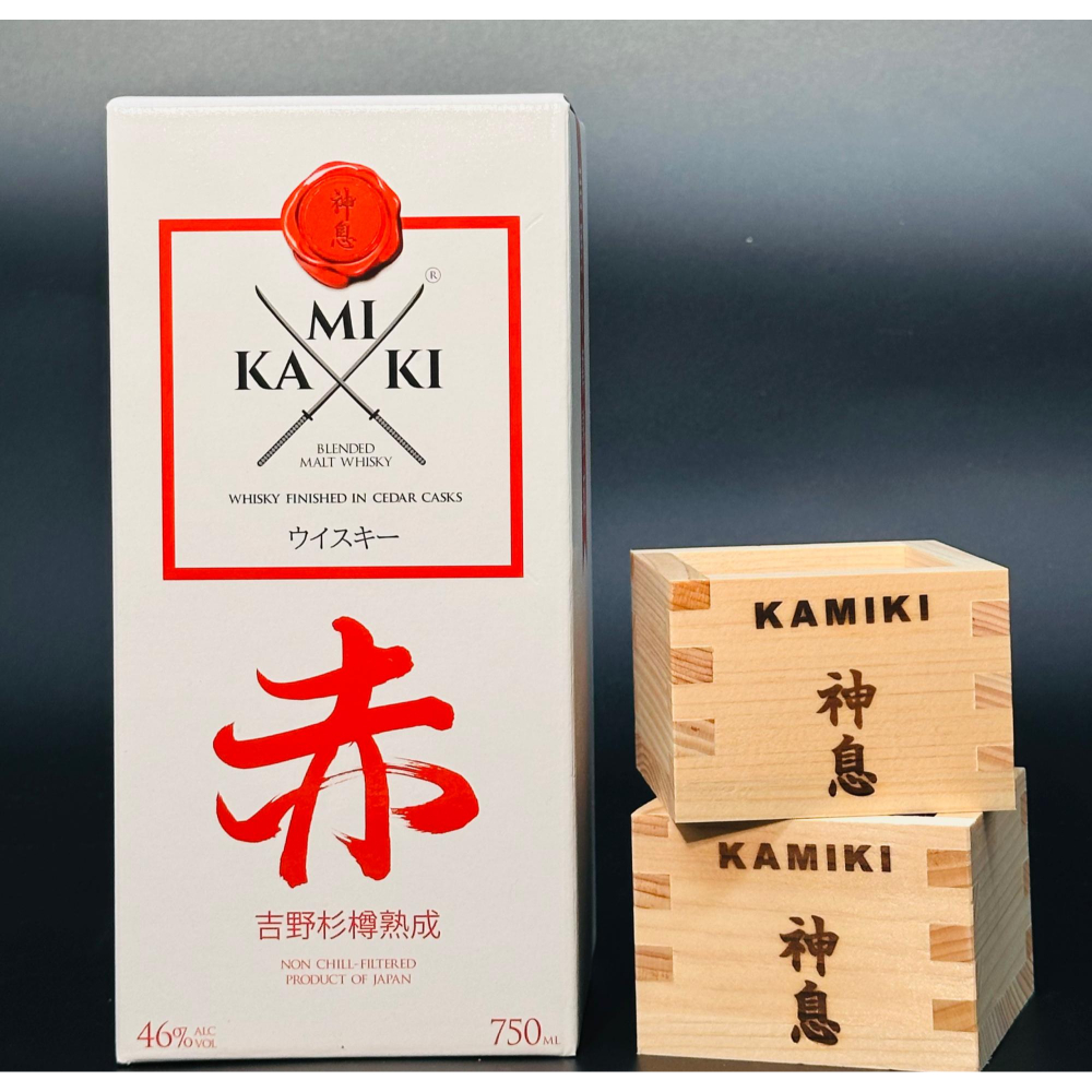 神息 赤 ブレンデッドモルトウイスキー（枡2個・化粧箱付）
