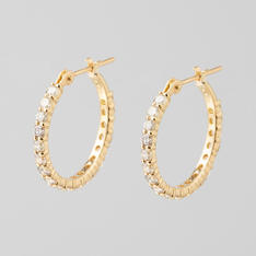 18金YG 1ctダイヤモンド フープピアス