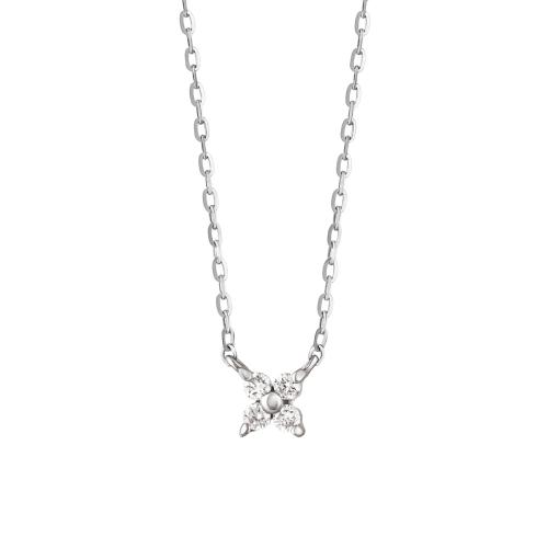 K10ダイヤモンド ミニフラワーネックレス（WG）