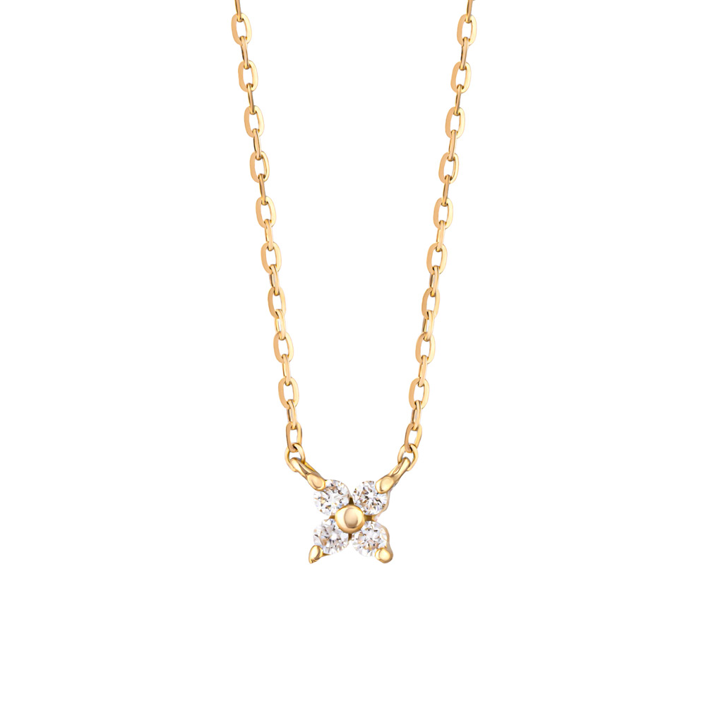K10ダイヤモンド ミニフラワーネックレス（YG）