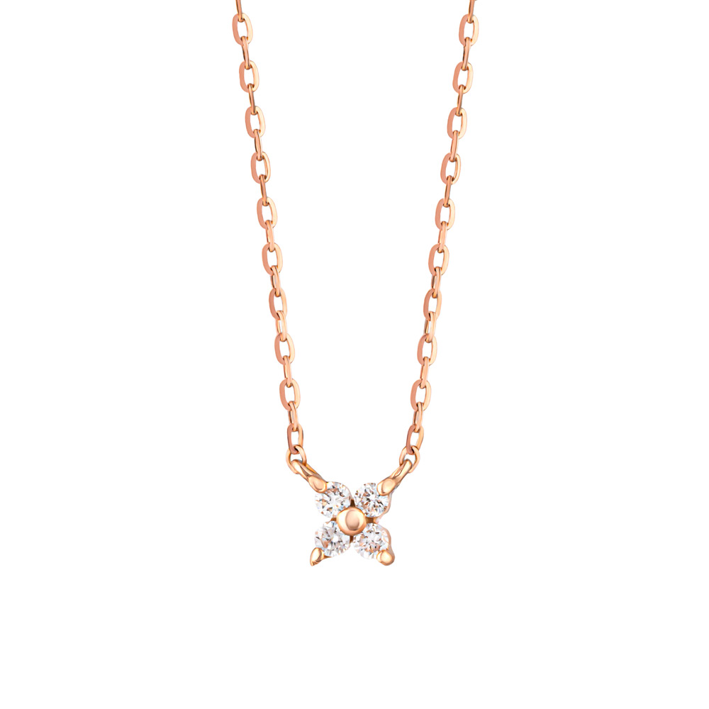 K10ダイヤモンド ミニフラワーネックレス（PG）