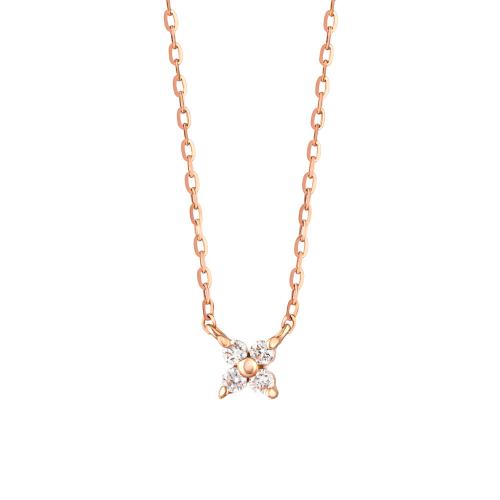 K10ダイヤモンド ミニフラワーネックレス（PG）