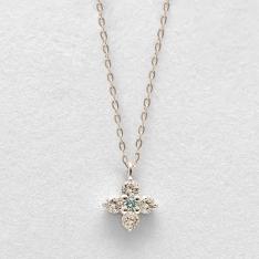 K10ダイヤモンド トパーズフラワーネックレス（WG）