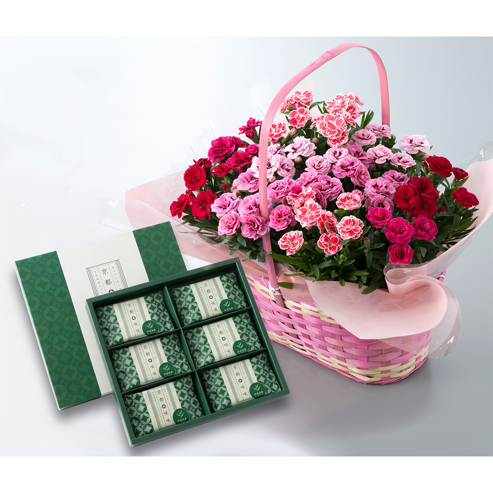 京都ジュヴァンセル 母の日 竹取物語 菓子詰め合わせや可憐なカーネーション寄せ植えセット