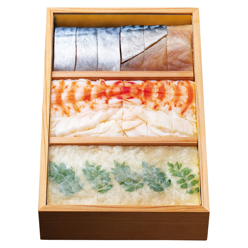 いづう 京寿司盛合せ 鯖寿司の名店 通販 大晦日限定 名物や海老押寿司など3種詰め合わせ