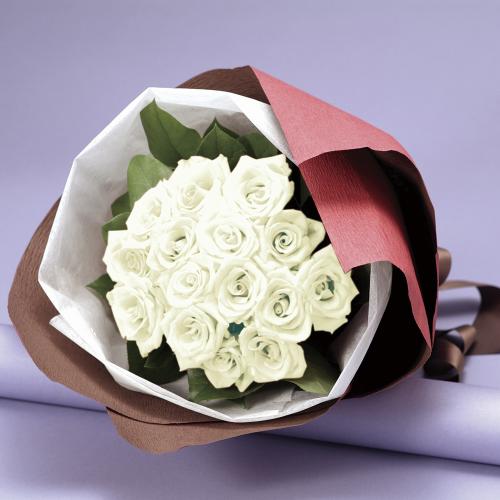 生花 花束「白バラ15本」