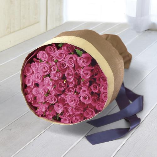 生花 花束「ピンクバラ50本」