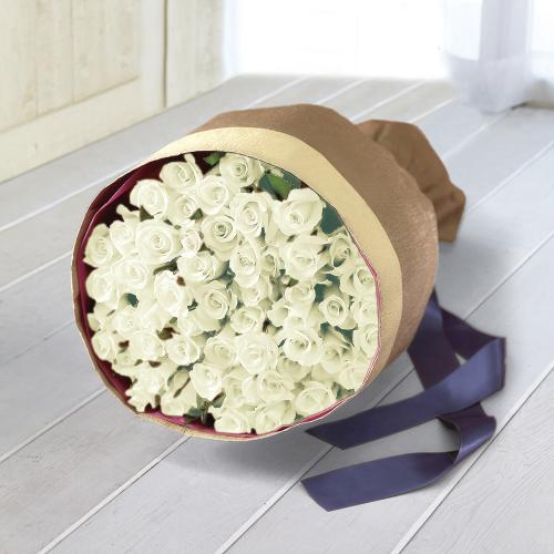 生花 花束「白バラ50本」