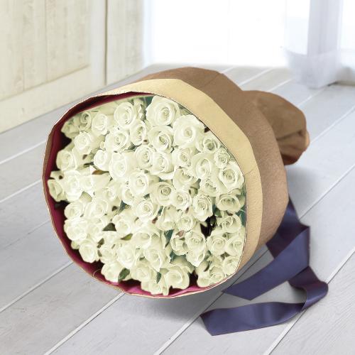生花 花束「白バラ60本」