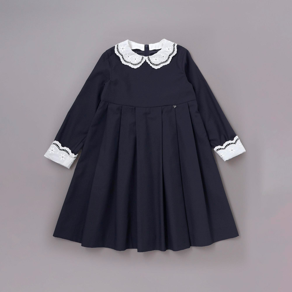 サイロコンパクトツイルレース襟袖ワンピース 120cm→130cm