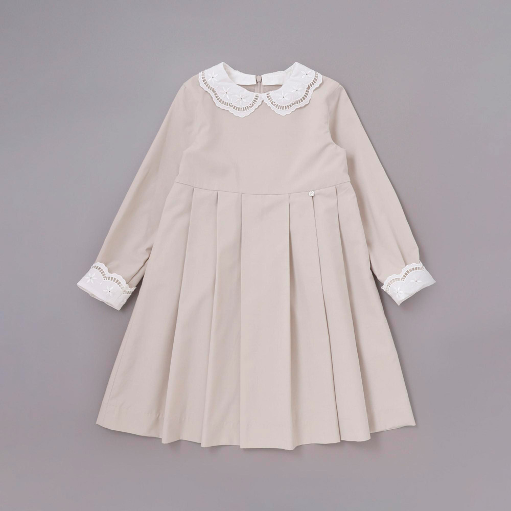 サイロコンパクトツイルレース襟袖ワンピース 120cm→130cm