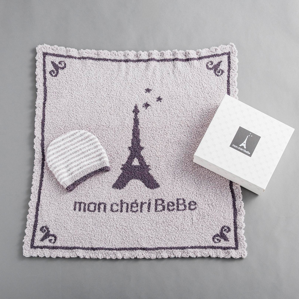 エッフェル塔ジャガードニットケット＆帽子セット