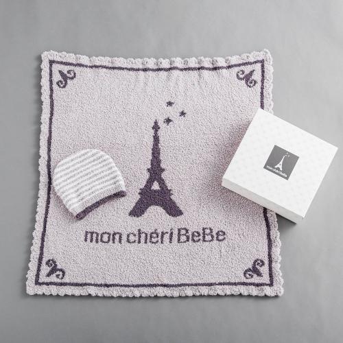 エッフェル塔ジャガードニットケット＆帽子セット