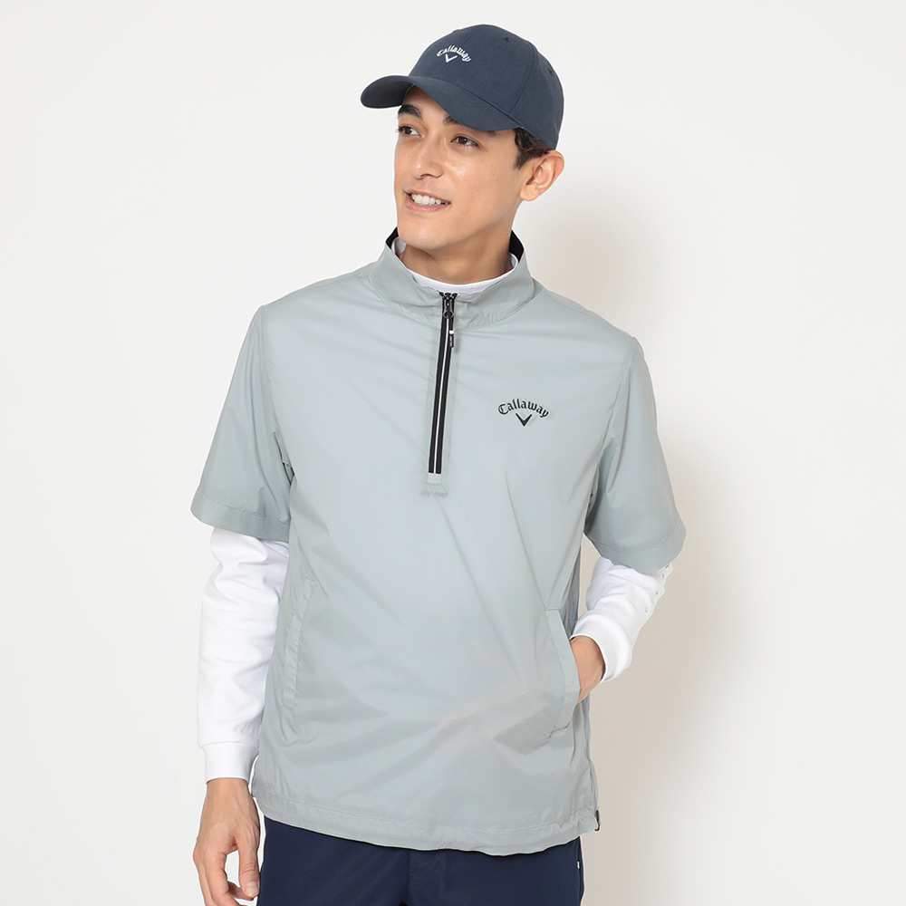 メンズストレッチミニリップ ハーフジップ ブルゾン M→LL