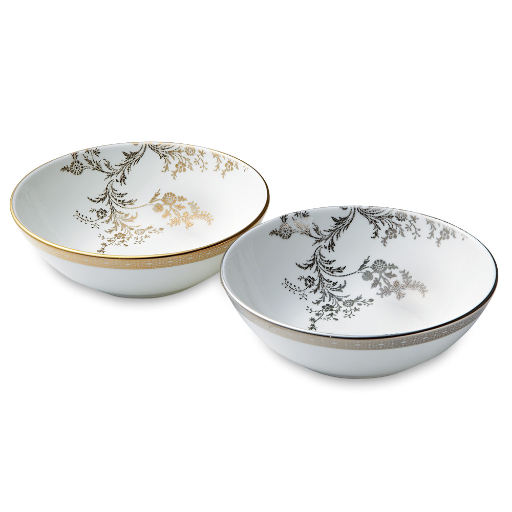 〈ウェッジウッド〉ヴェラ・ウォン ヴェラ レース マルチソーサー ペア（ゴールド・プラチナ）