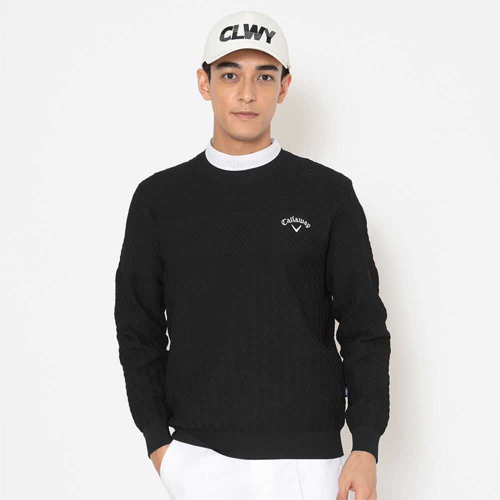 メンズガーター編み クルーネックニット M→LL