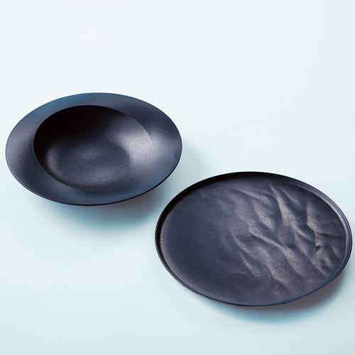 〈エイラス〉深皿スクープ中21cm・中皿ウェーブ22cmセット