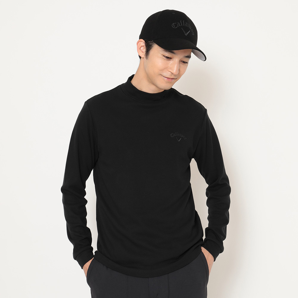 メンズ裏起毛 スムース モックネックシャツ M→LL