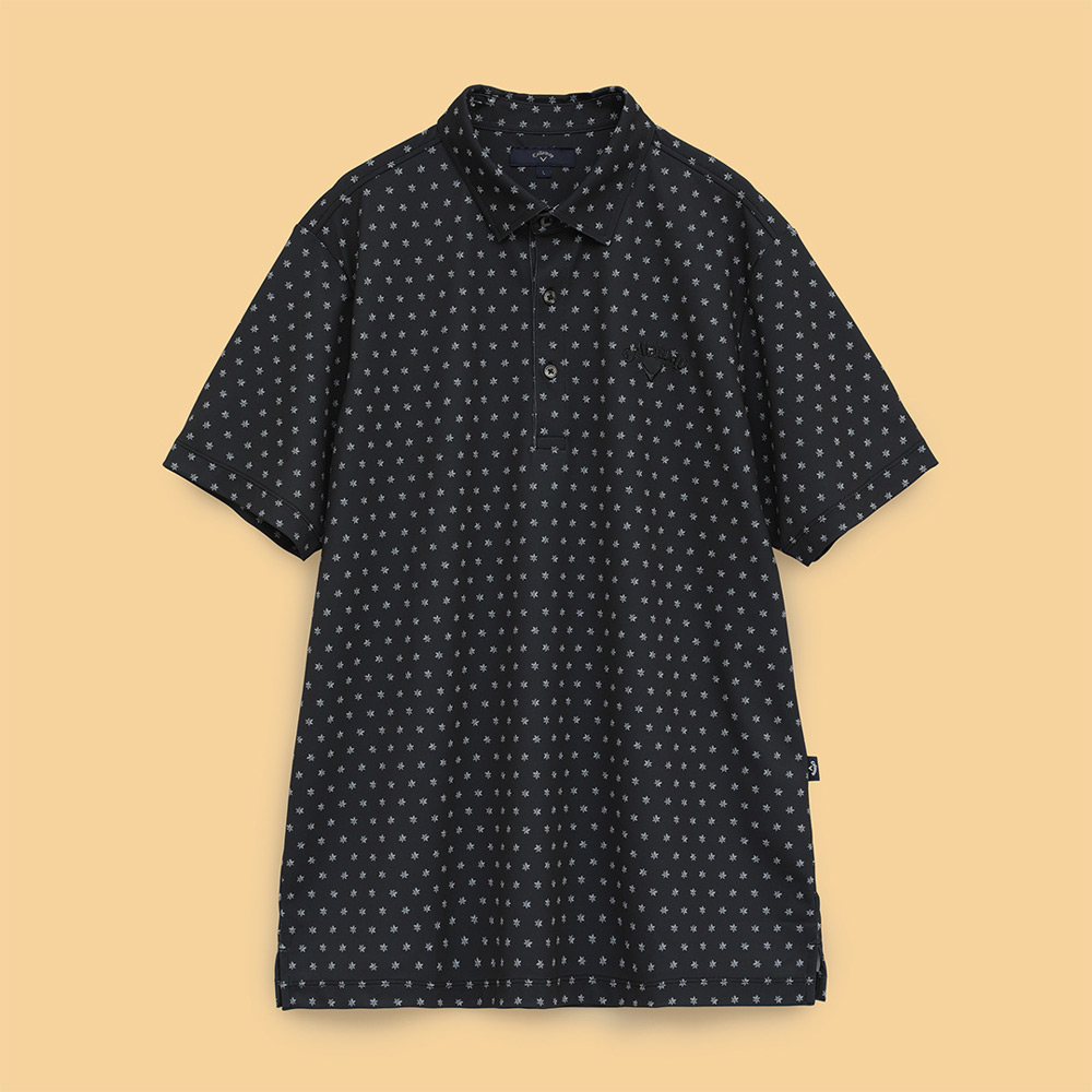 メンズミニフラワープリント ハイゲージ カノコ 半袖 ポロシャツ