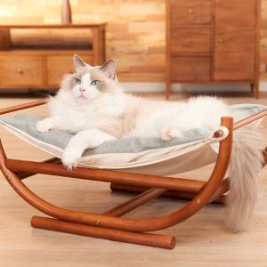 ラタンカフェテーブルベッド風猫用ベッド ガラス天板付き　ネコセカイ ラタンカフェテーブルベッド風猫用ベッド ガラス天板付き