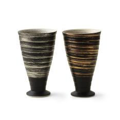 〈有田焼・陶悦窯〉金銀刷毛 ペアゴブレット