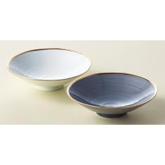 〈はんなり〉波佐見焼浅鉢　金薄雲（白・グレー）