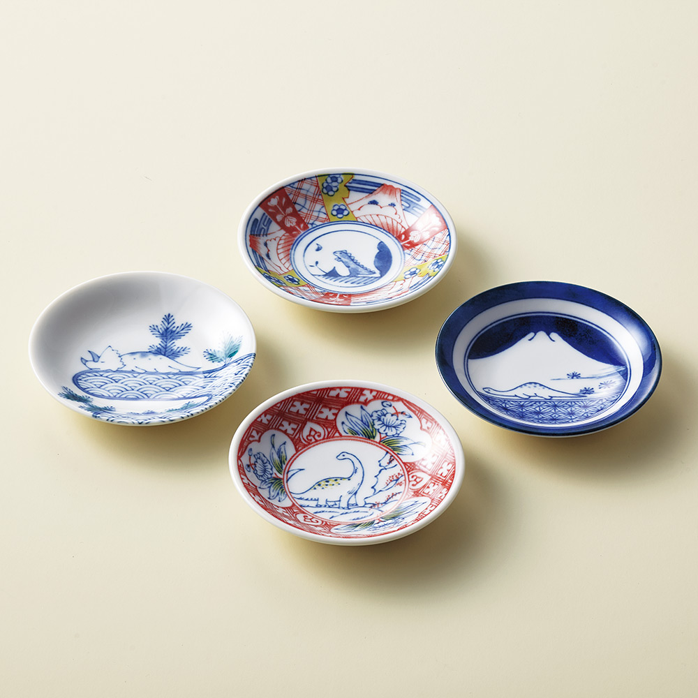 〈江戸っ子恐竜〉しあわせ図鑑（まめ皿4枚セット）