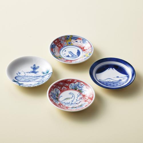 〈江戸っ子恐竜〉しあわせ図鑑（まめ皿4枚セット）