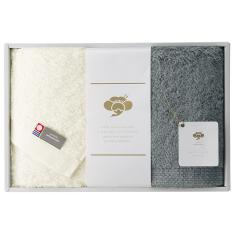 〈今治 クレシェンド〉潤いのタオル タオルセット バニラ＆ダークグレイ