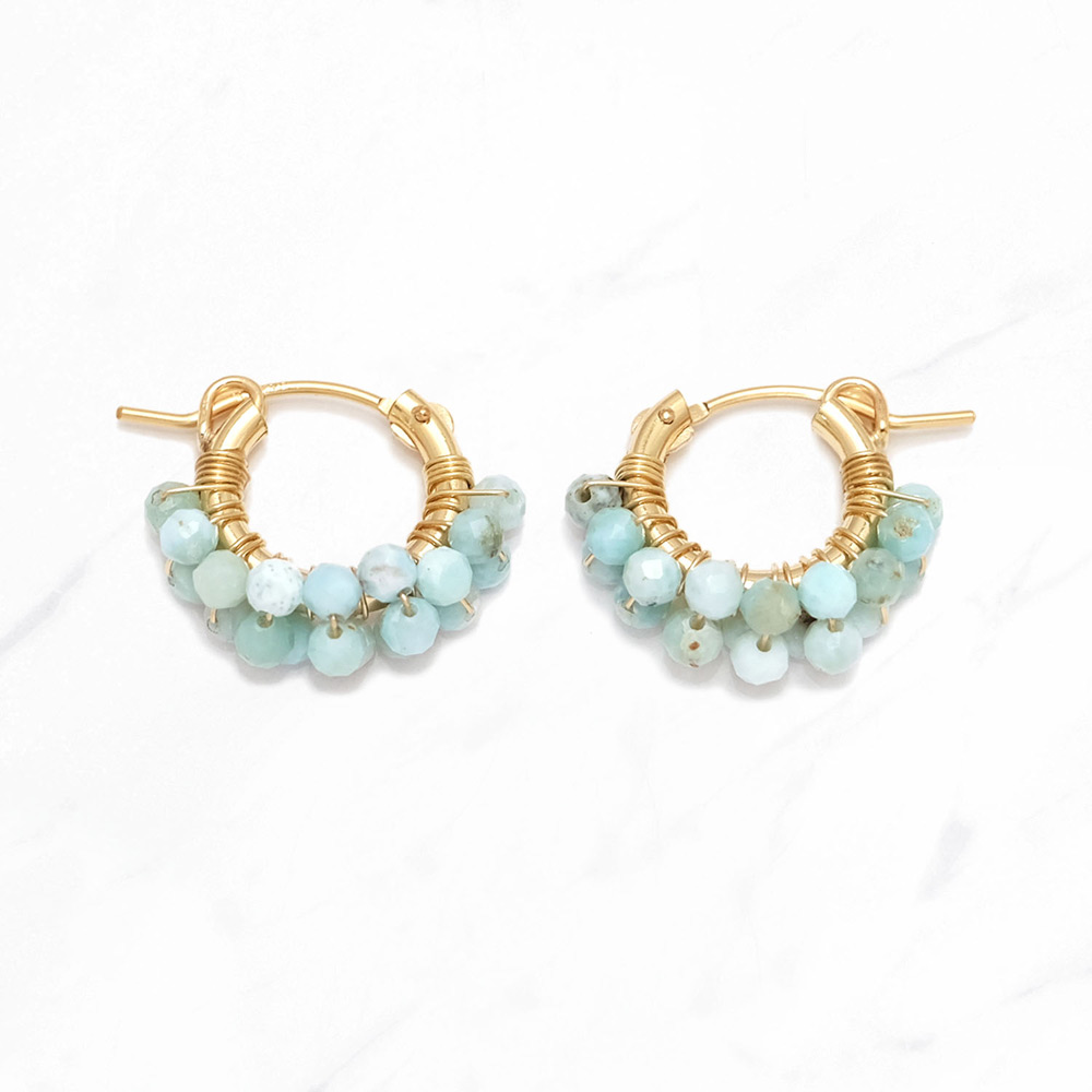 ラリマーミスティー巻フープピアス