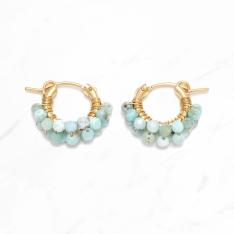 ラリマーミスティー巻フープピアス