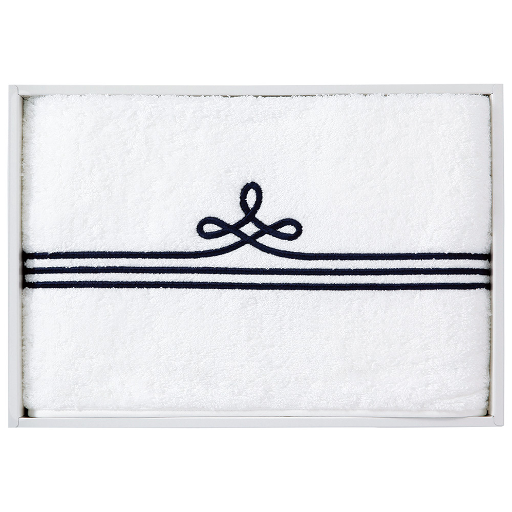 〈ホットマン〉1秒タオル ボーダー バスタオル（ネイビー）