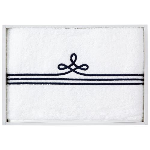 〈ホットマン〉1秒タオル ボーダー バスタオル（ネイビー）