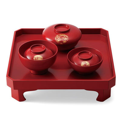 男児用　輪島塗　お食い初め膳　総朱