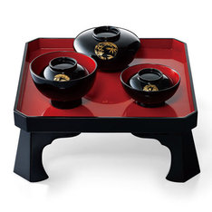 女児用　輪島塗　お食い初め膳　黒内朱