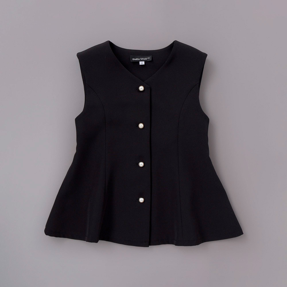 ダブルクロスパールボタンフレアベスト 120cm→150cm