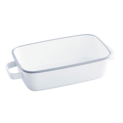 【よりどり】ホーローオーブンディッシュ レクタングル　ホワイト×ライトグレー