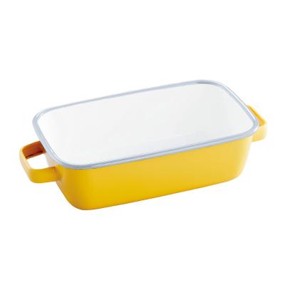 【よりどり】ホーローオーブンディッシュ レクタングル　イエロー×ライトグレー