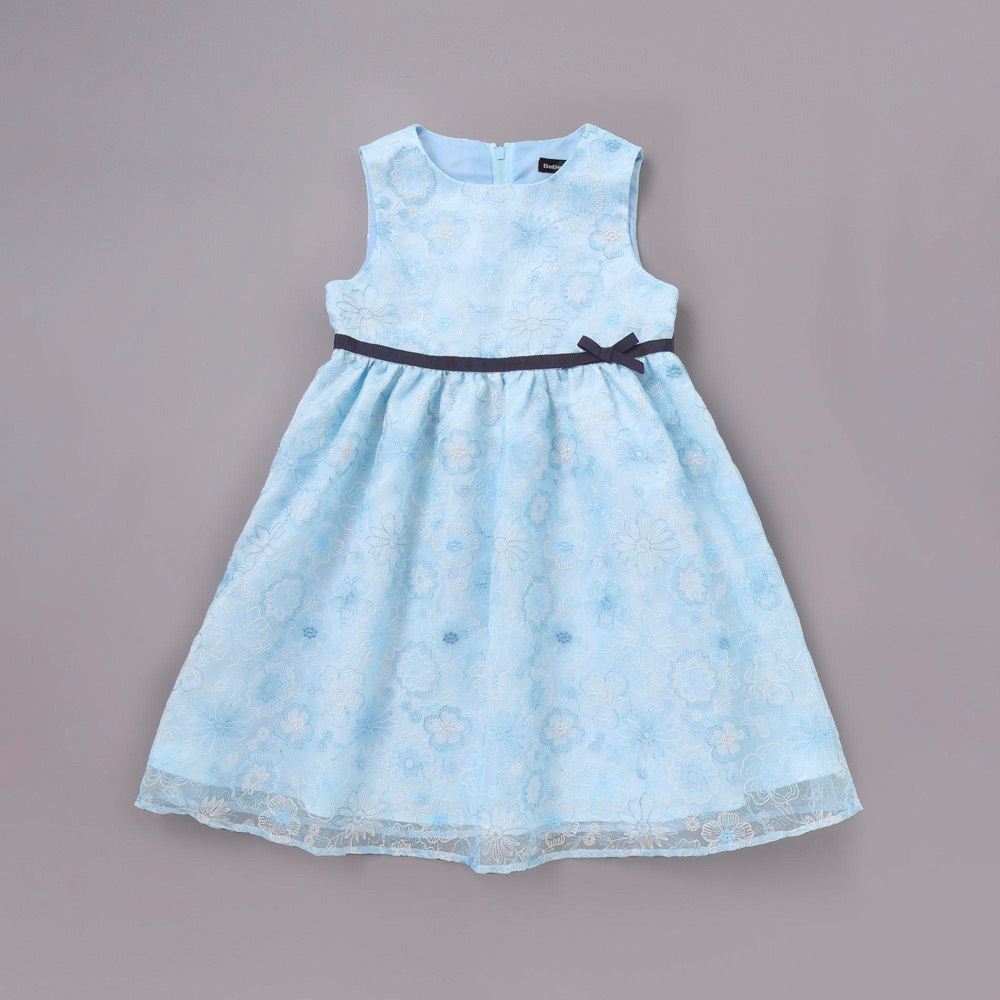 オーガンジーフラワー刺しゅうワンピース 120cm→130cm