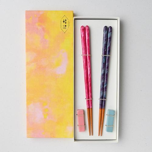 結晶 彩筆 藤花・夢桜ペア箸置付