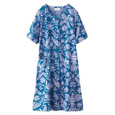半袖前開きタオルドレス(半袖ターコイズブルー M-L/L-LL)