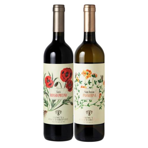 イタリア産フラワーラベル　紅白ワインセット