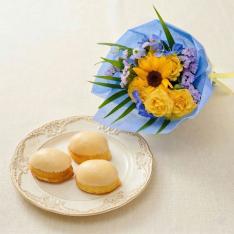 【父の日】ひまわりの花束と大人のレモンケーキ