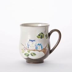 京焼・清水焼 嘉峰窯 一珍ふくろう マグカップ（青）