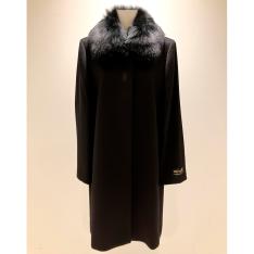 ブルーフォックス襟付き　カシミヤ100％コート・比翼仕立て（着丈：88cm）7号→13号