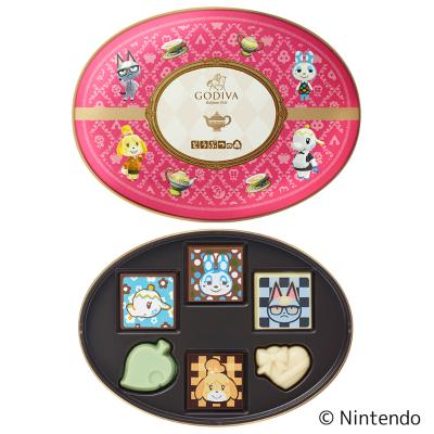 【バレンタインデー】ゴディバ meets どうぶつの森 アソートメント/Pink 6粒入 ティーマットセット